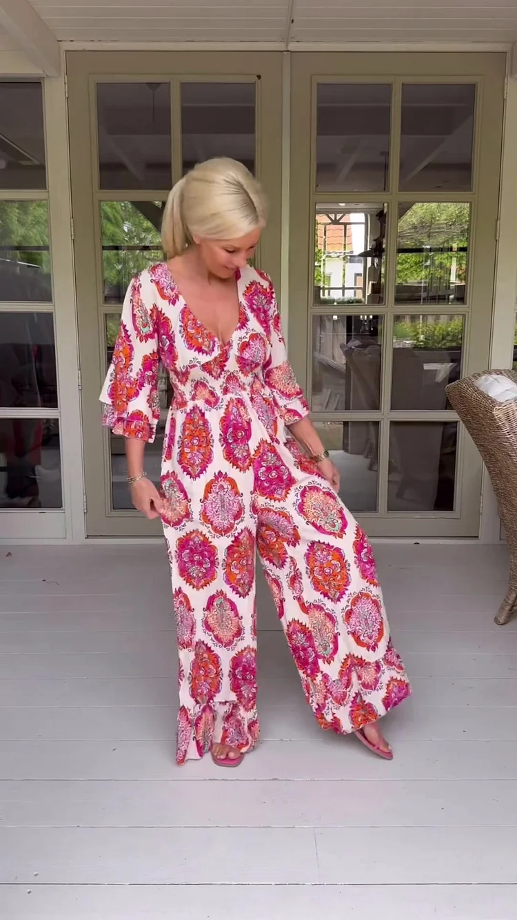 Women's fashionable casual cotton and linen jumpsuit 6d3f
