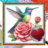 Humming Rose Glass Bead Partial 11CT DIY Stamped Cross Stitch Kits for Beginners Adults Home Decor Cross Stitch Art and Crafts Kits 14.04x14.04in tapestrymarket