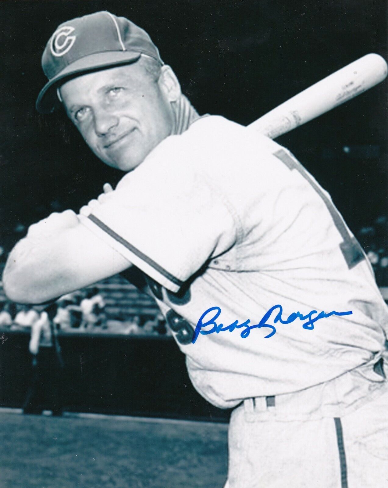 BOBBY MORGAN CHICAGO CUBS ACTION SIGNED 8x10