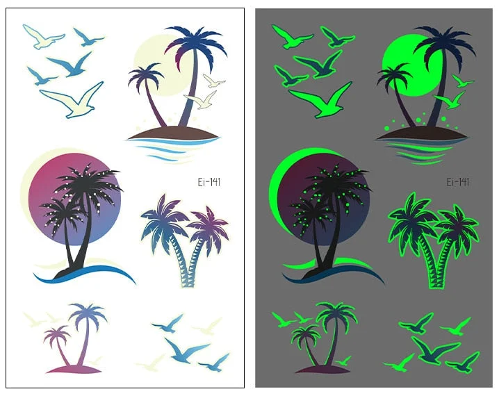 Night Luminous Tattoo Butterfly Starry Star Universe for Kids Fake Tattoo Glowing In Dark Waterproof Temporary Tattoo Stickers