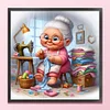 Happy Old Lady Doing Sewing-11CT Stamped Cross Stitch 45*45cm/17.72*17.72in