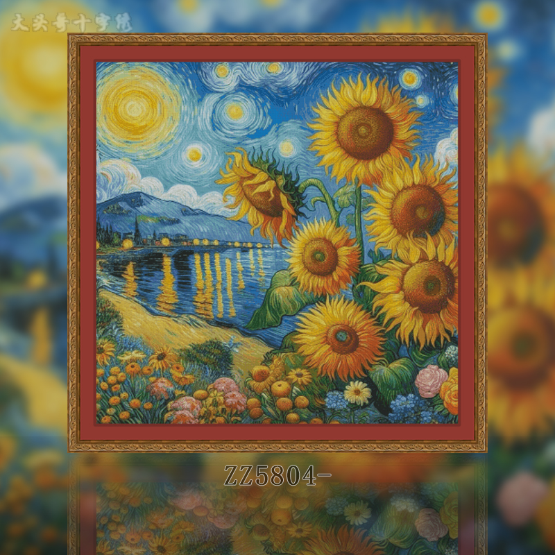 [ZZ5804-Painted Sunflowers]  Painting Fairy Cross Stitch