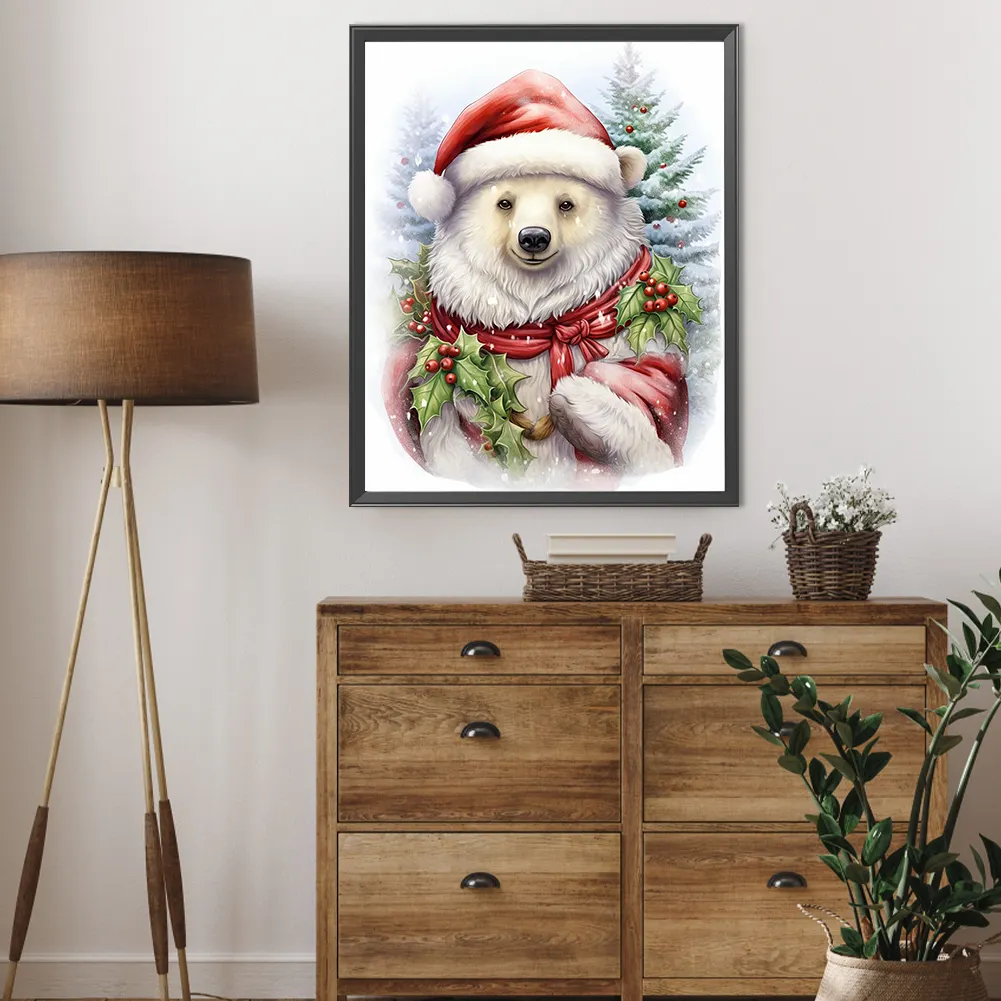 Full Round Diamond Painting 40*50cm - Christmas White Bear