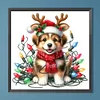 Weihnachtsmann M&uuml;tze Welpe - runder Bohrer Diamantmalerei - 30*30cm