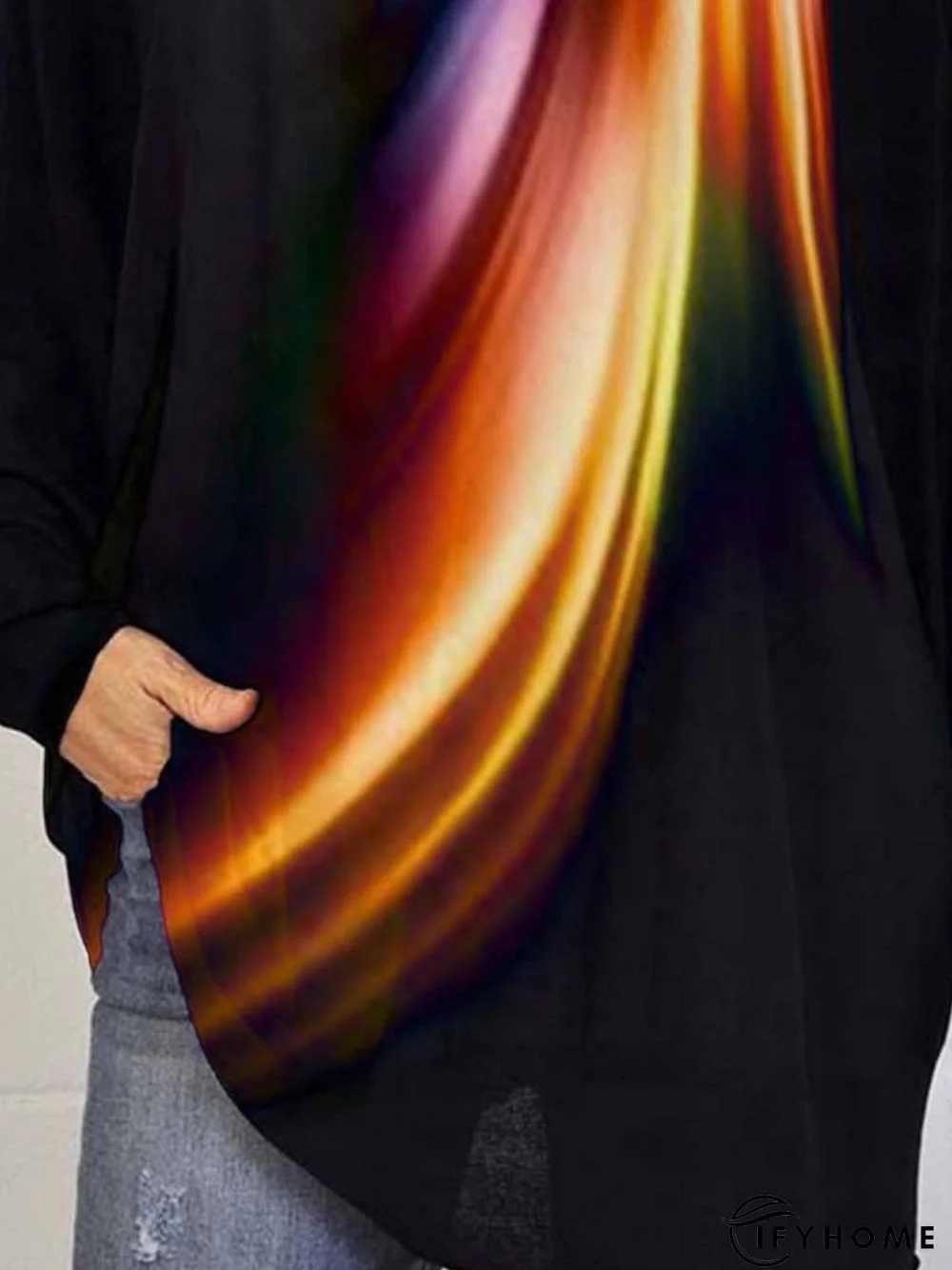 Casual Long Sleeve Crew Neck Printed Tunic Top | IFYHOME