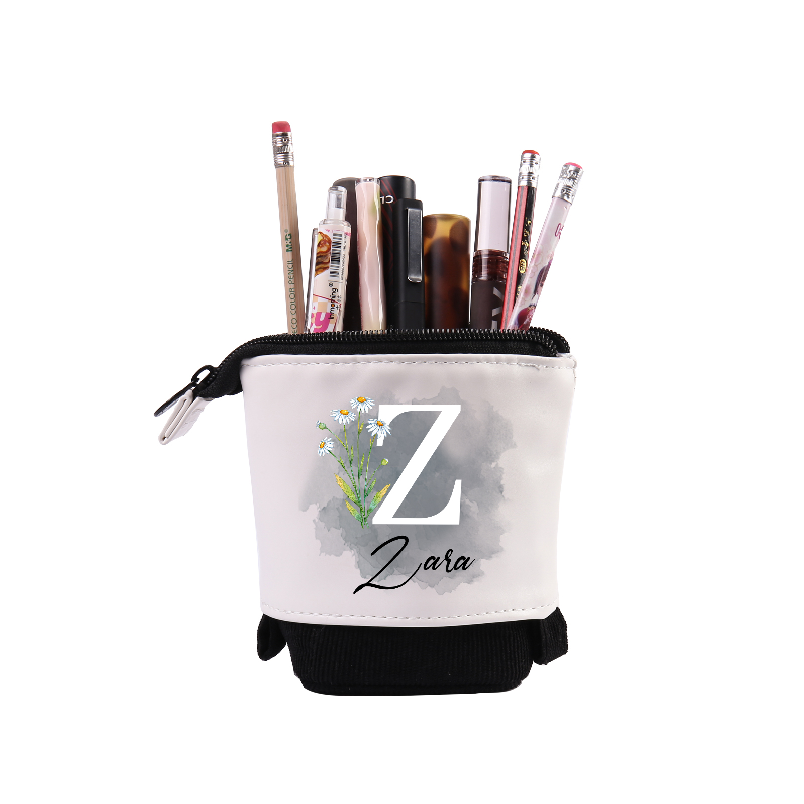 Personalised Pencil Case Custom Name & Letter & Birthday Flower Pen Pouch Back To School Gift for Kids-Jessemade AU