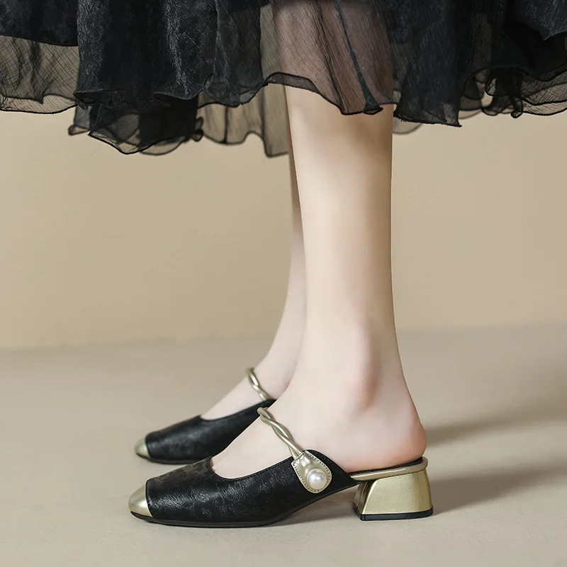 Uveng Uveng Half Slippers Female Summer Wear 2024 New Chinese Style Fairy Thick With A Word With A Cool Drag