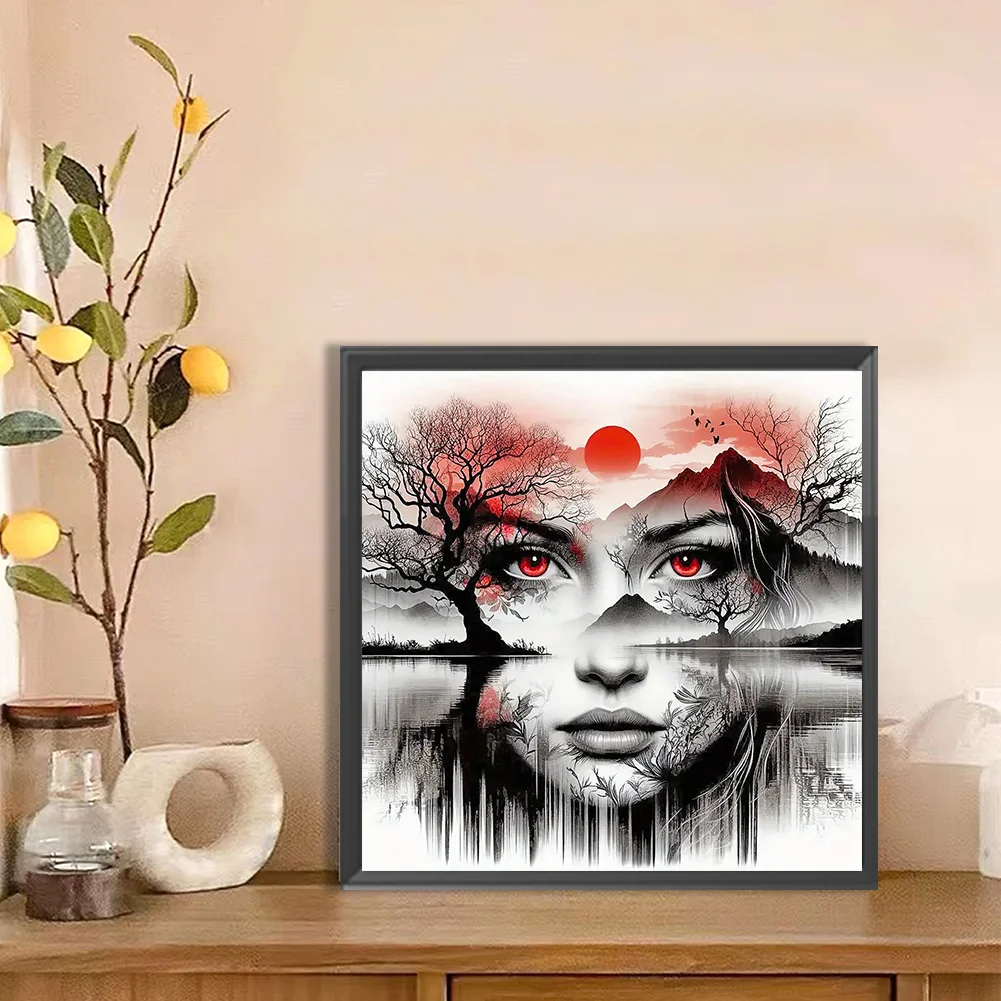 Diamond Painting - Full Round Drill - Girl Face Tree(Canvas|50*50cm)