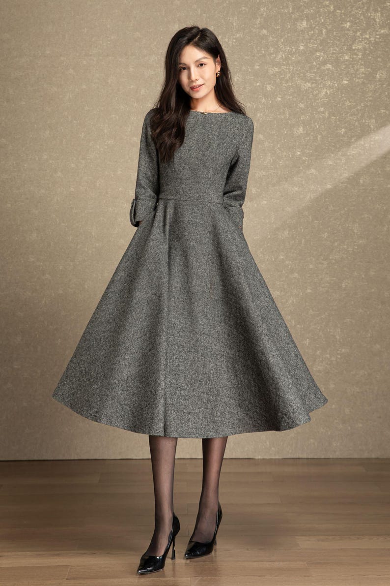 Wool sheath dress for winter party