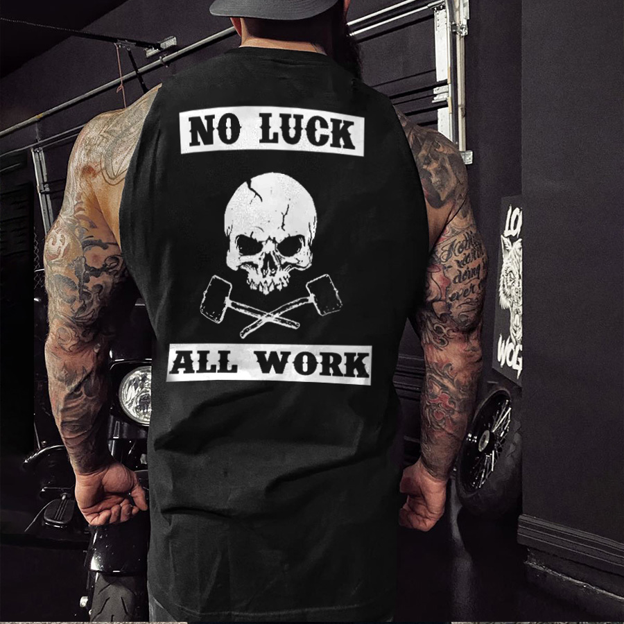 Livereid No Luck All Work Skull Print Men's Vest - Livereid