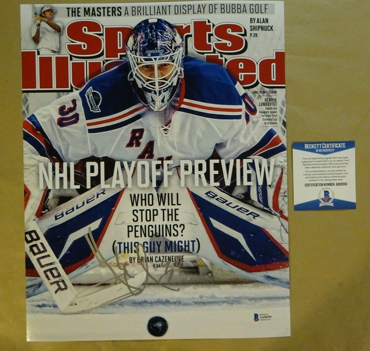 Signed HENRIK LUNDQVIST - Sports Illustrated Magazine Photo Poster painting 11X14 BECKETT COA