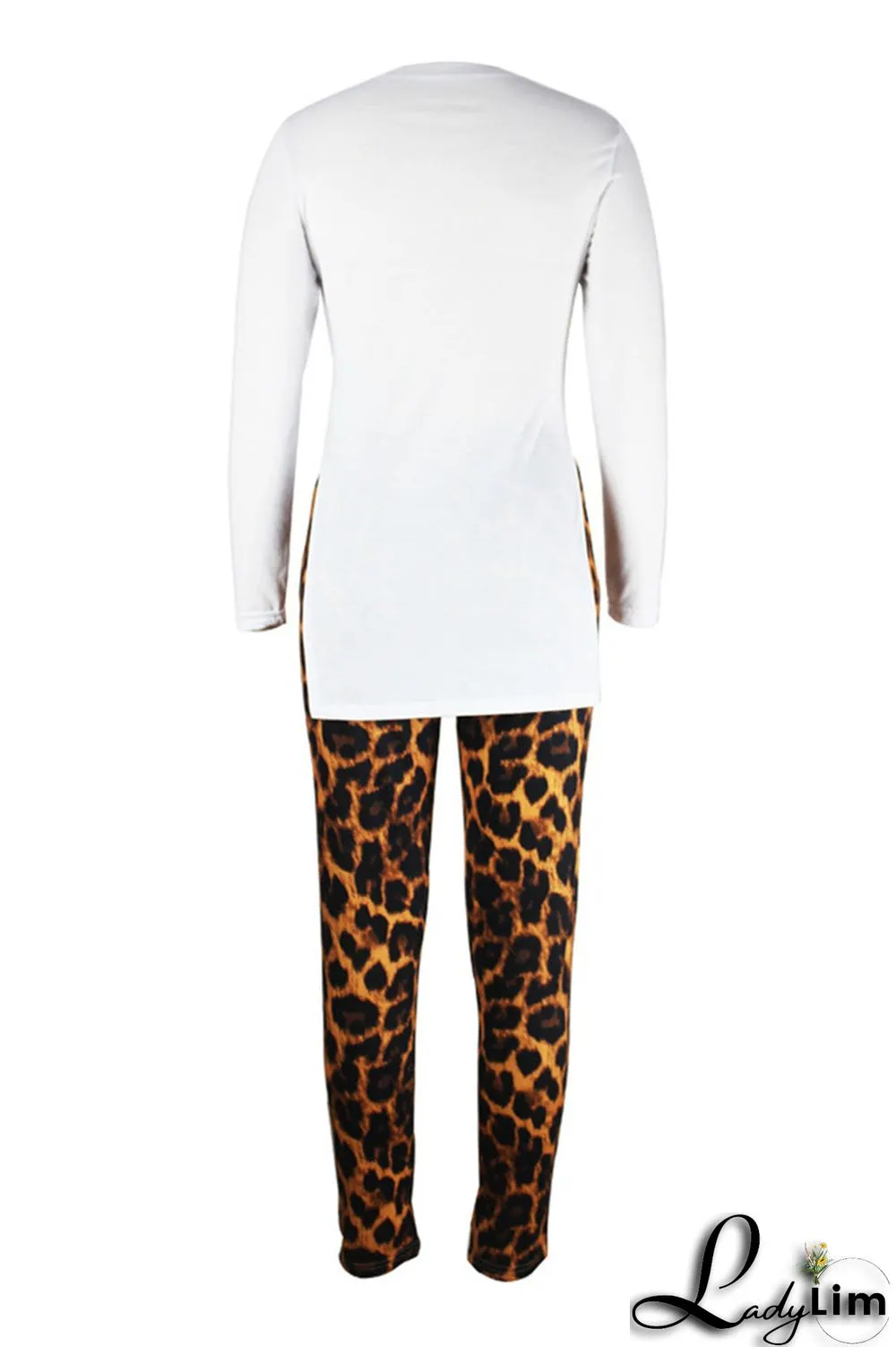 Stripe Fashion Casual Print Slit O Neck Long Sleeve Two Pieces