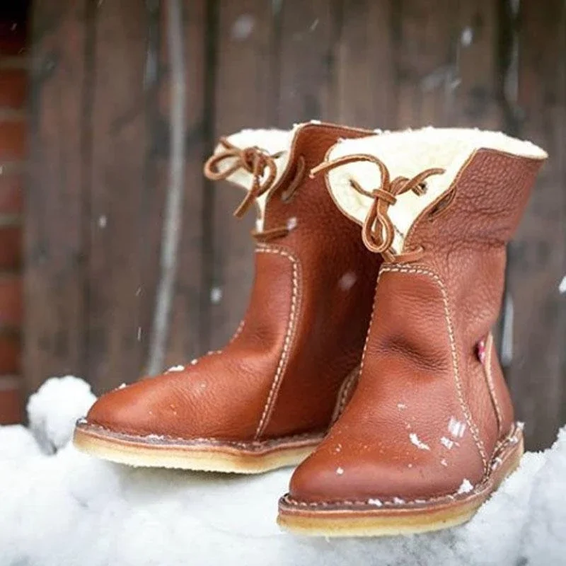Vintage Buttery-Soft Waterproof Wool Lining Boots(Free Shipping)