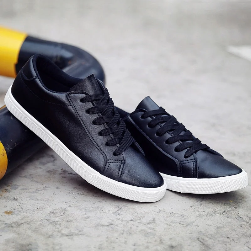 Casual Shoes Women Sneakers Leather Lace-Up Canvas Shoes Chunky Sneakers Black White Shoes Ladies Sneakers Tenis Feminino