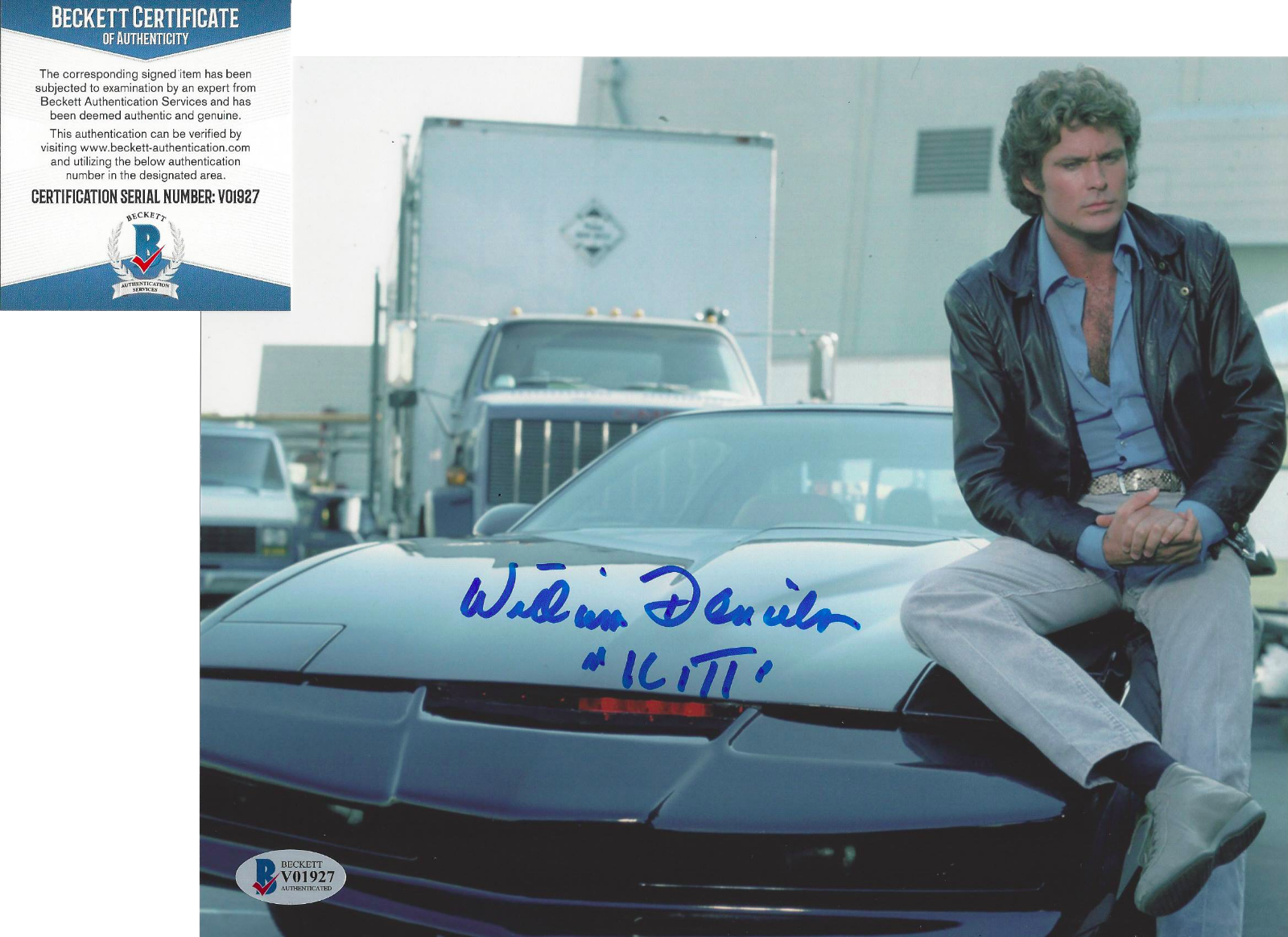 WILLIAM DANIELS SIGNED KNIGHT RIDER KITT 8x10 SHOW Photo Poster painting PROOF BECKETT BAS COA