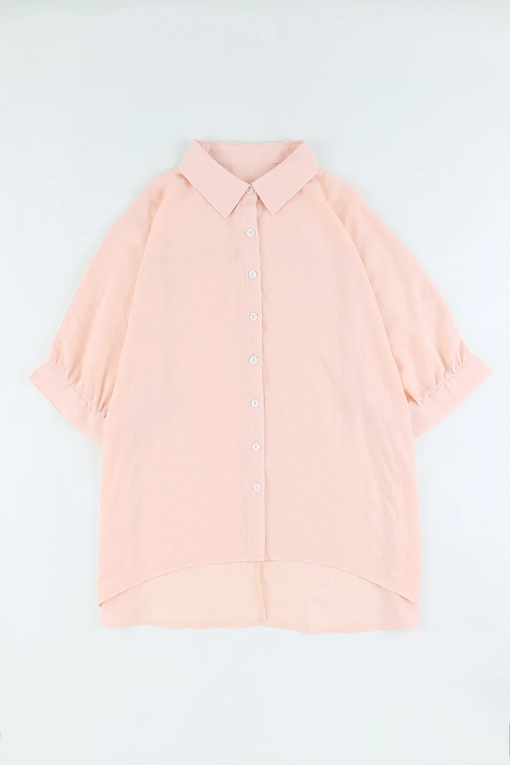 Pink Button Front Dolman Sleeves Shirt
