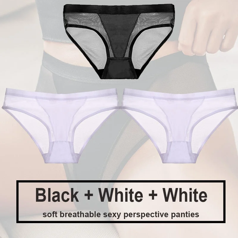 3PCS/Set Women Panties Sexy Lingerie Seamless Female Underwear See-Through Underpants Woman Panties Briefs Girls Intimate Pantys
