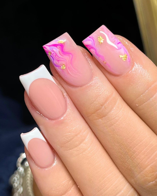 pink and white marble nails | NAIL ART GALLERY | MARIE BEAUTY SUPPLY