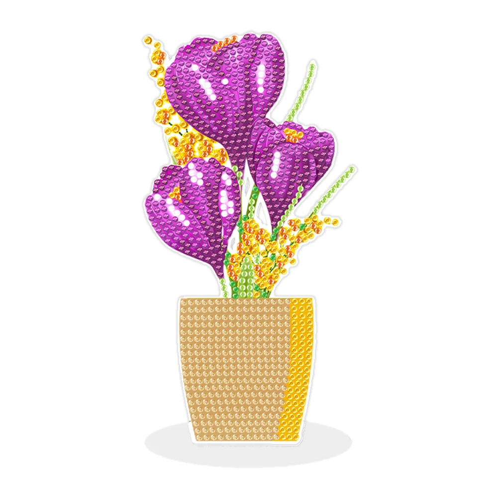 DIY Diamonds Painting Ornaments Handmade Acrylic Flower(Saffron)