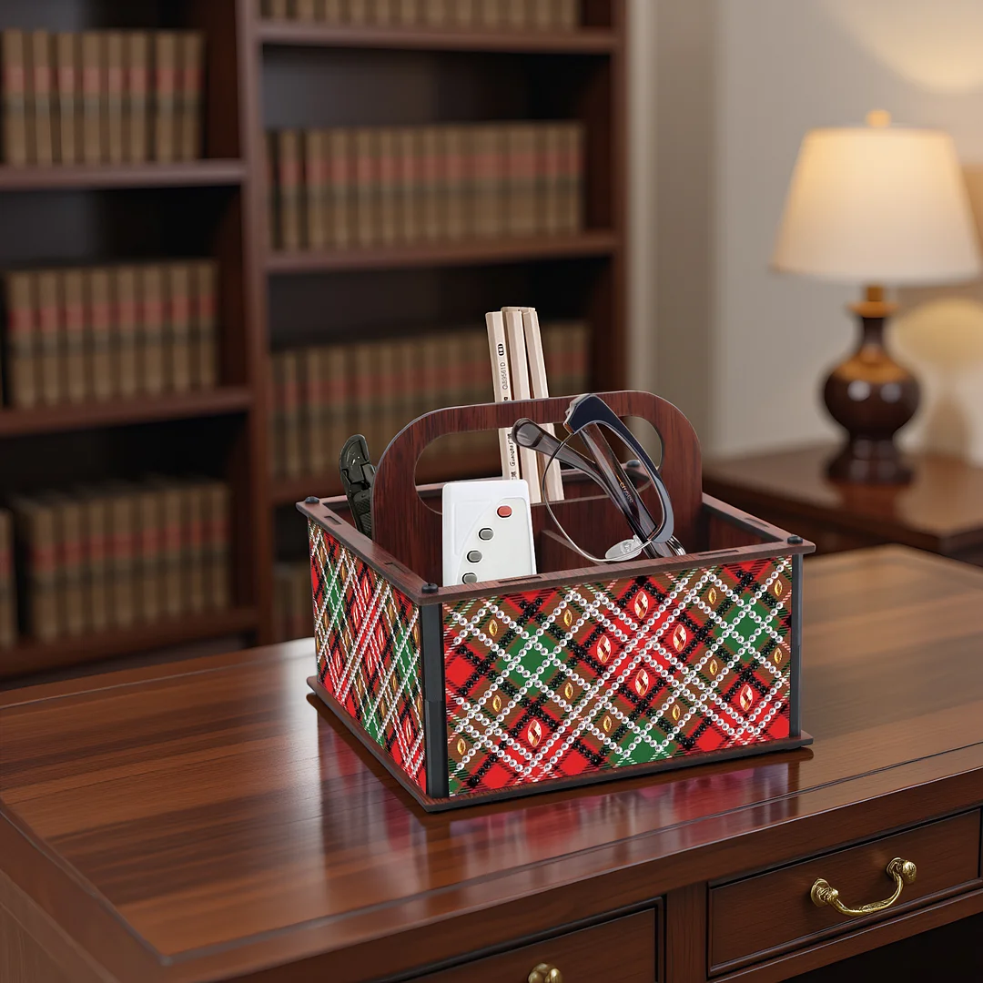 DIY Pattern Wooden Diamond Painting Handheld Storage Box Kit Tabletop Art Decor