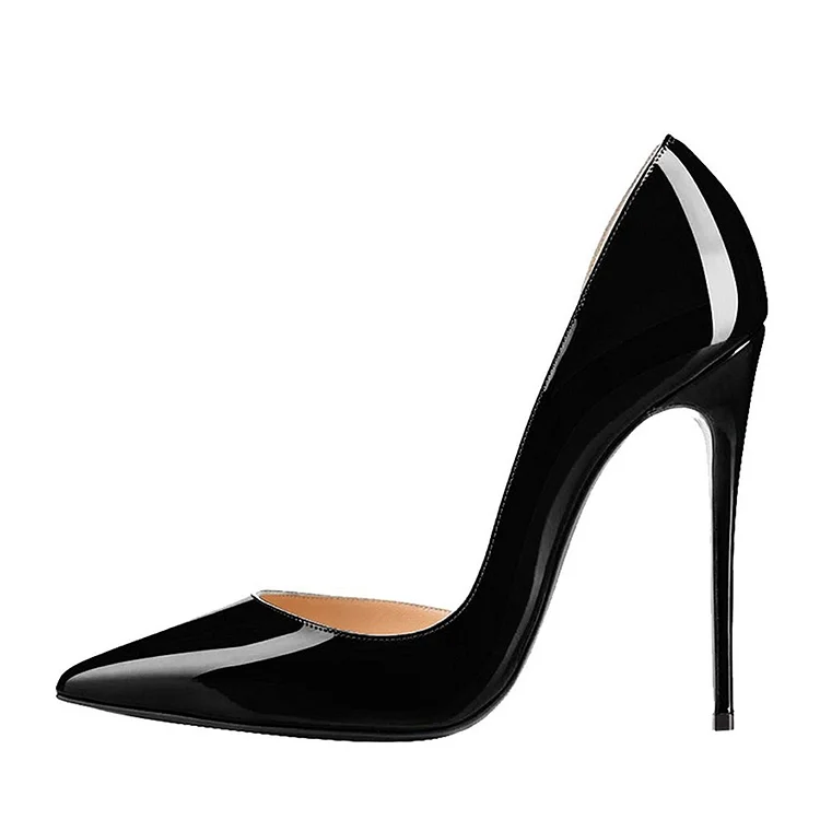 Patent Leather Black Pointy Toe Stiletto Heels Pumps for Office Wear Vdcoo