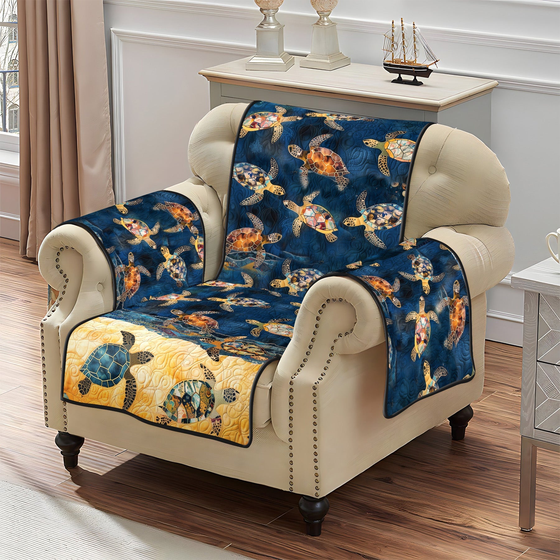 Coastal Dreams Quilted Sofa Cover NCU0PT1073 everthome