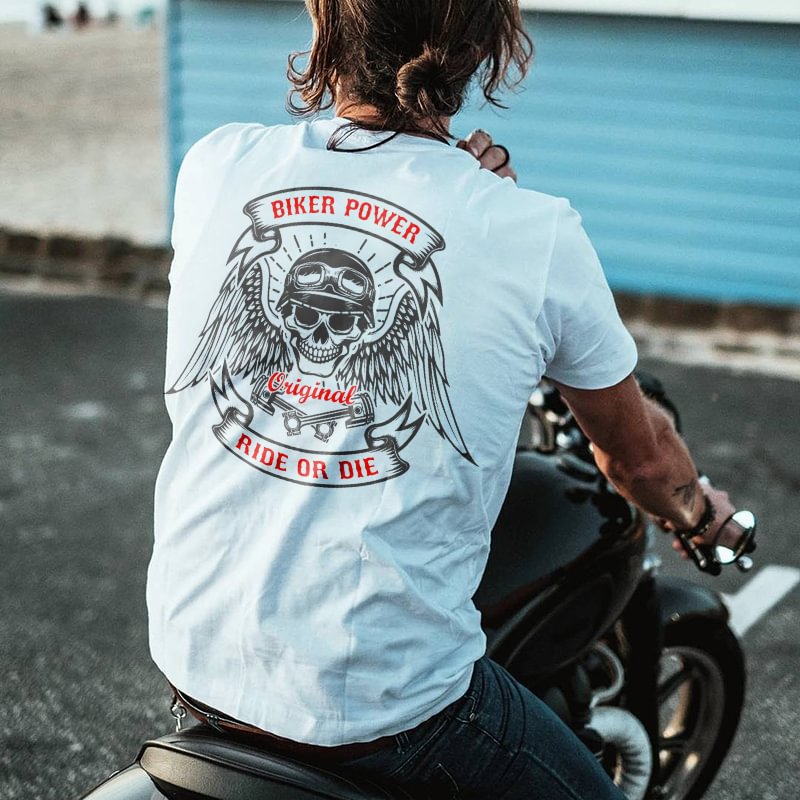 UPRANDY BIKER POWER RIDE OR DIE print T-shirt designer -  UPRANDY