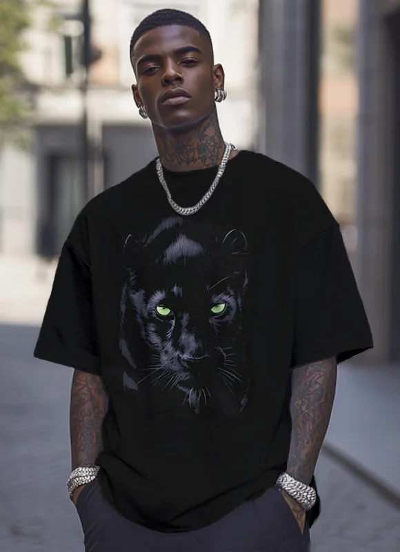 Men's Black Panther Graphic Print Casual T-Shirt
