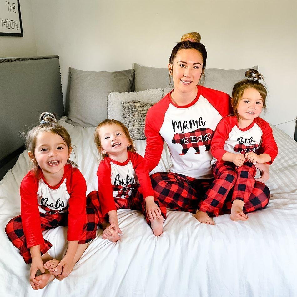 Plus Size Plaid Bear Family Matching Pajamas Sets
