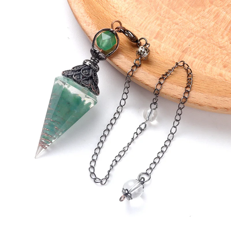 Natural Gemstone Pendulum, Aventurine Amethyst Pendulum, Divination, Dowsing, Meditation, Third Eye Chakra, Intuition Jewelry