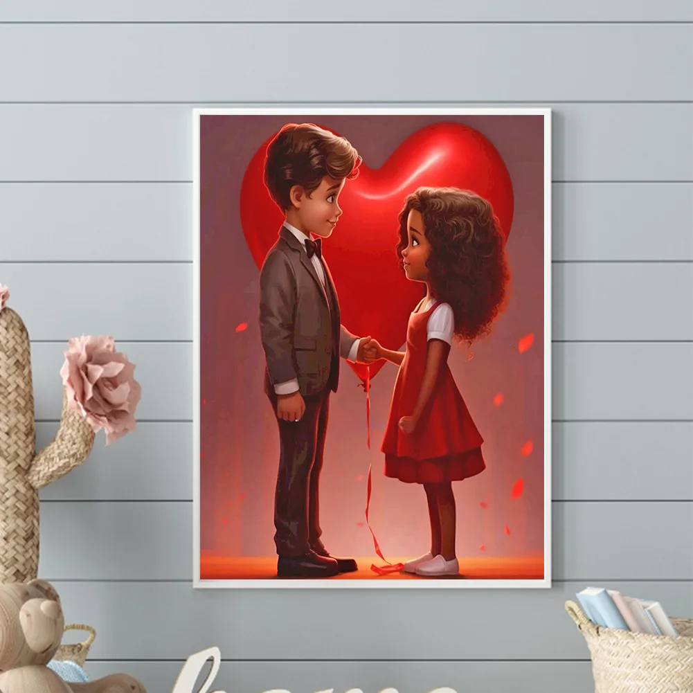 Diamond Painting - Full Round Drill - Kid Sweet Couple(Canvas|30*40cm)