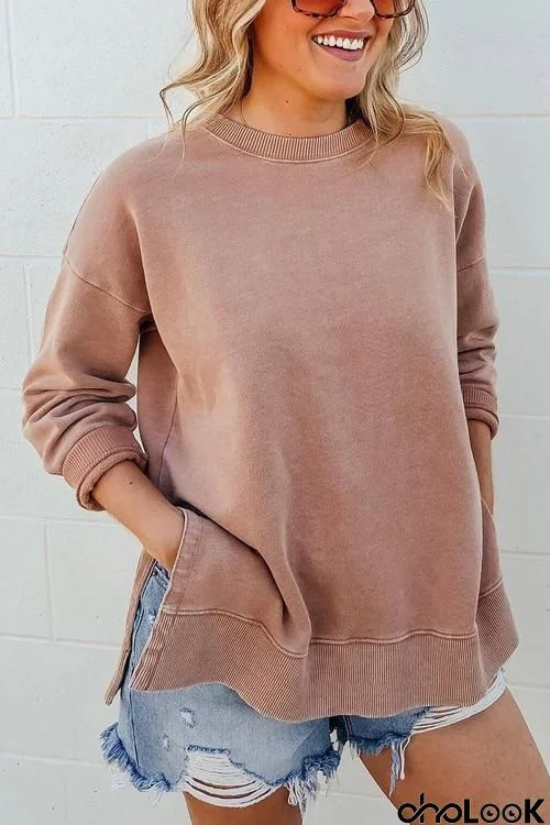 Crewneck Side Slit Hoodie