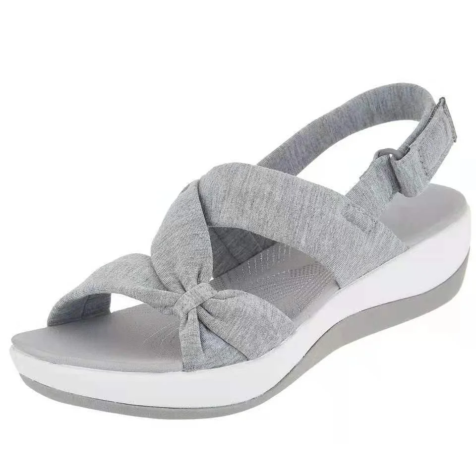 Women Sandals 2022 Summer Closed Toe Roman Sandals Women Bow Platform Wedges Sandals Women Velcro Sandals Plus Size 43