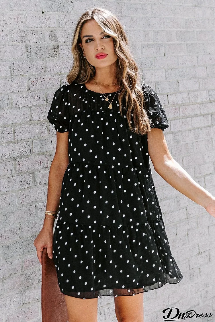 Polka Dot Tiered Swing Mini Dress