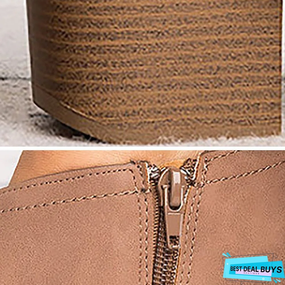 Peep Toe Zipper Pu Chunky Pumps