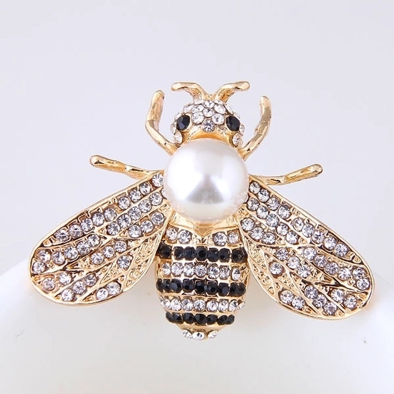 Fashion Bee Alloy Inlay Artificial Pearls Rhinestones Women’s Brooches
