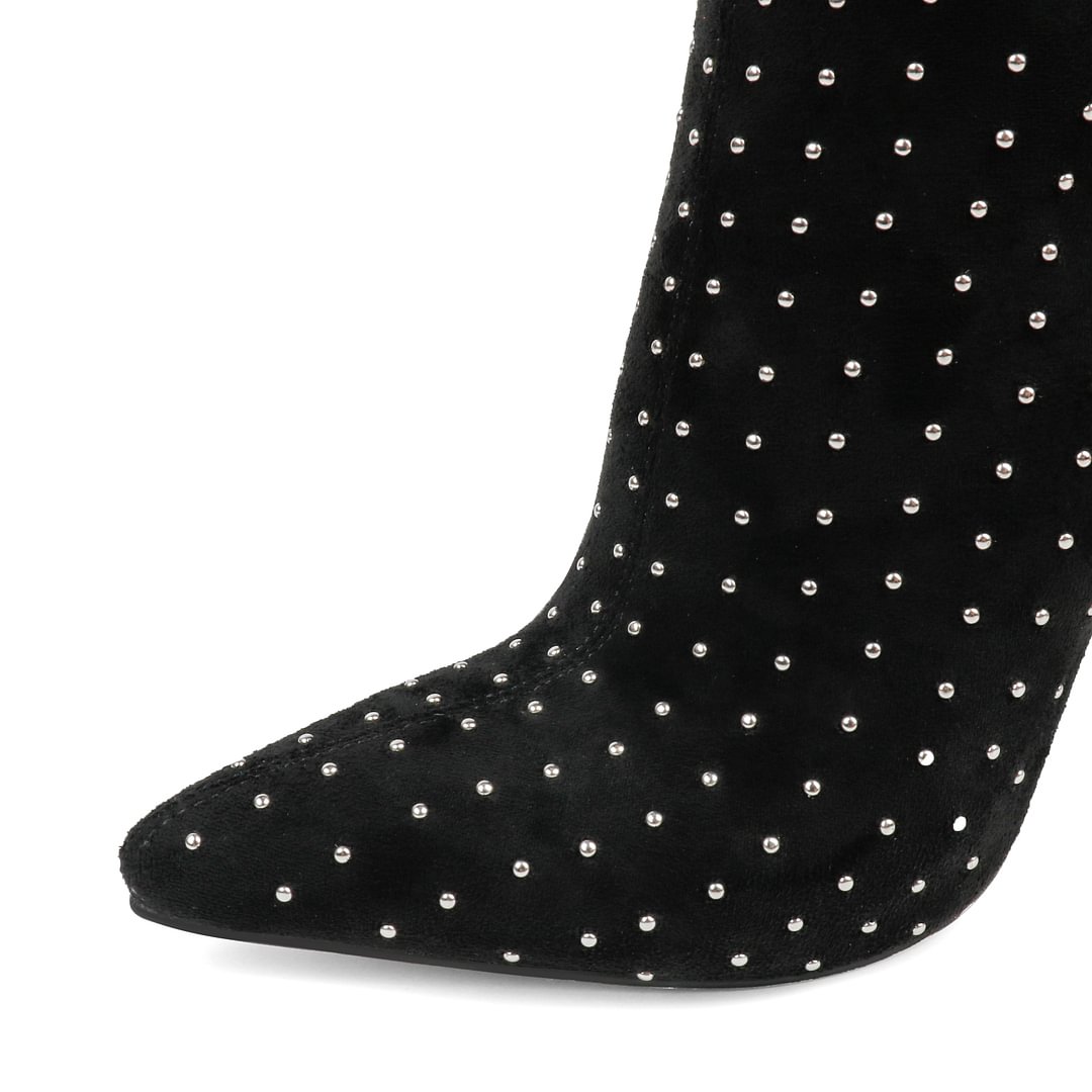 100mm/120mm Women's Closed Pointed Toe Heels Stilettos Ankle Boots Suede Shoes-MERUMOTE