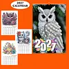 2027 set de calendrier mural bricolage en papier avec diamants, kit de perceuse partielle sp&eacute;ciale pour un cadeau de d&eacute;coration de bureau &agrave; domicile pour adultes d&eacute;butants