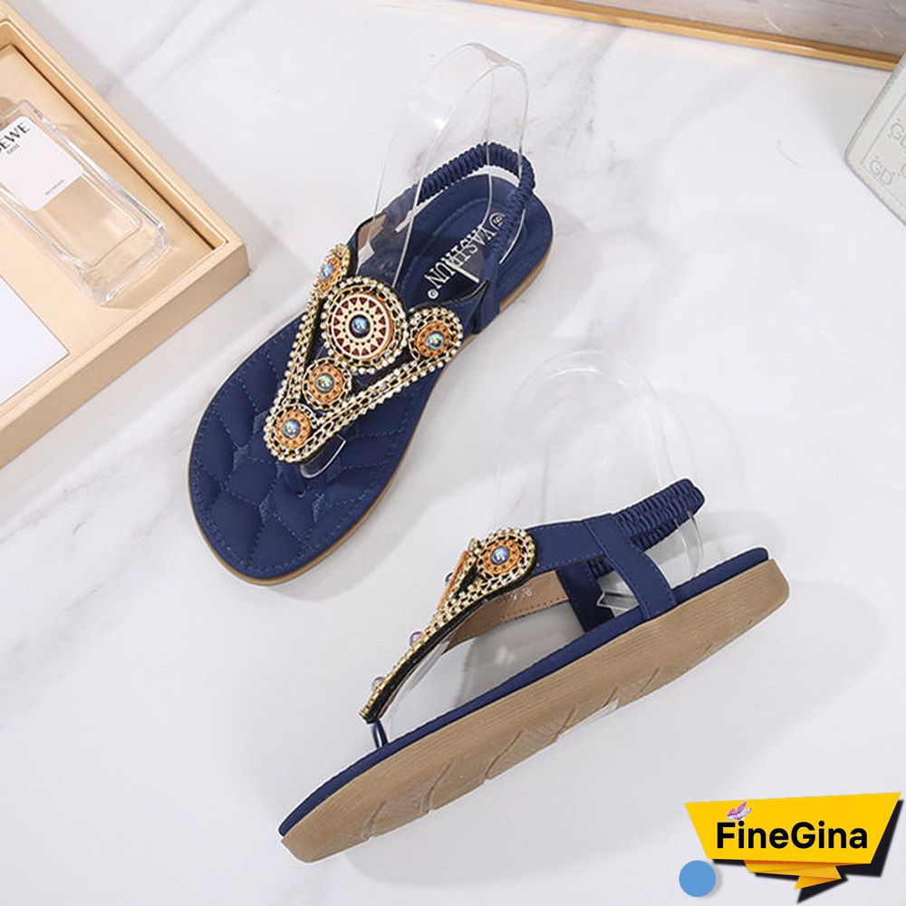 Women Soft and Comfortable Vintage Metal Decorated Sandals