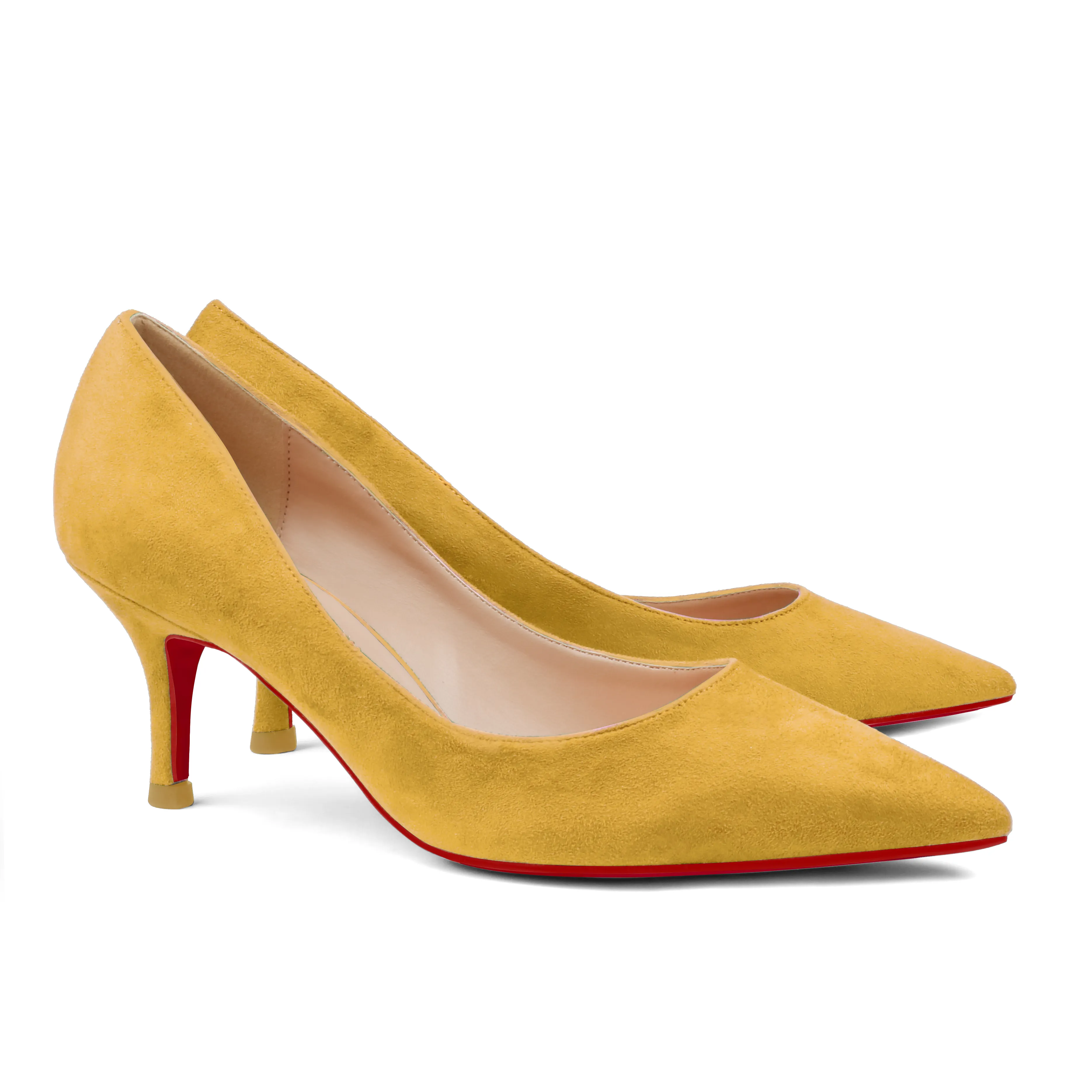60mm Kitten Red Soles Heels Summer Daily Suede Pumps-vocosishoes