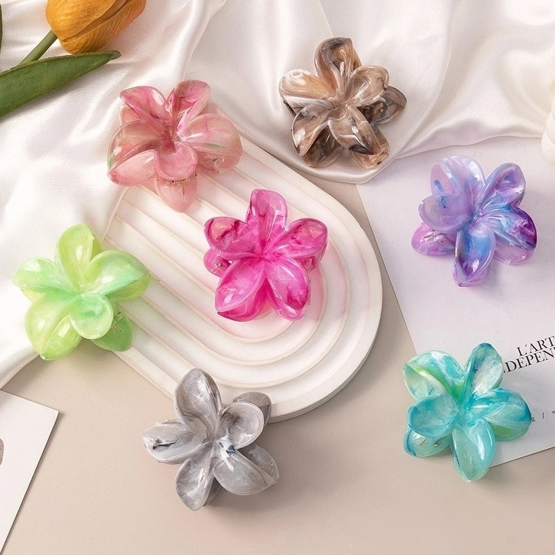 Women’s Minimalist Floral Plastic Resin Stoving Varnish Hair Claws