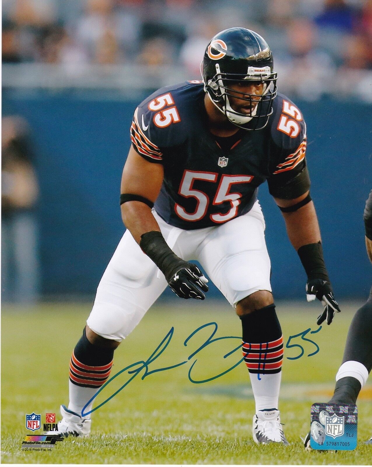 LANCE BRIGGS CHICAGO BEARS ACTION SIGNED 8x10