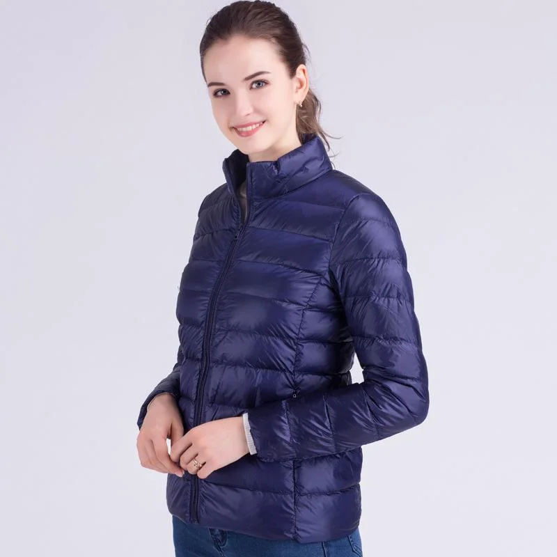 Ftlzz New Autumn Winter Women Ultra Light White Duck Down Jackets Candy Color Slim Short Design Warm Down Coats