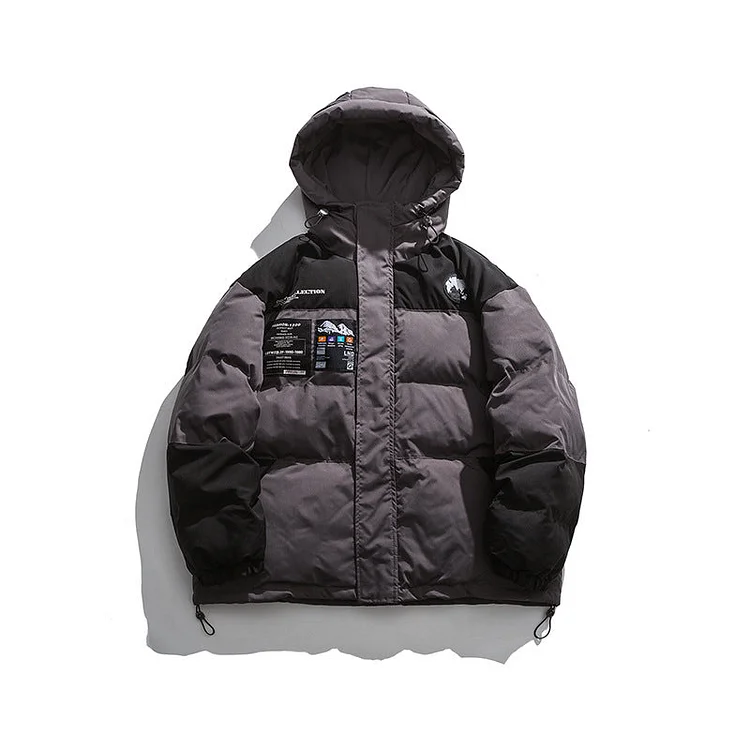 Man Fall Winter Outfis Winter Retro Patchwork Hooded Cotton Jacket Men's Loose Casual Men's Jacket