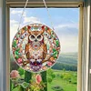 (Upgrade Size)DIY Diamond Painting Art Double Sided Effect Pendant Colorful Stained Glass Hanging Ornament Kit(Owl)