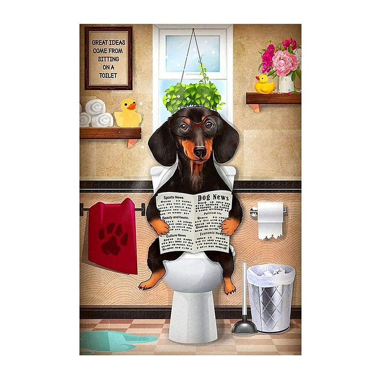 Dachshund Toilet Newspaper - Vintage Tin Signs/Wooden Signs - 7.9x11.8in & 11.8x15.7in