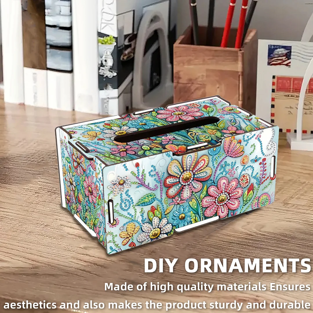 Wooden Diamond Painting Tissue Box for Home and Office Decoration(CZH015)