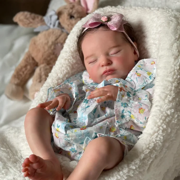  20" Lifelike Reborn Girl Brown Hair Baby Doll Named Nevica, Looks Really Cute - Reborndollsshop®-Reborndollsshop®