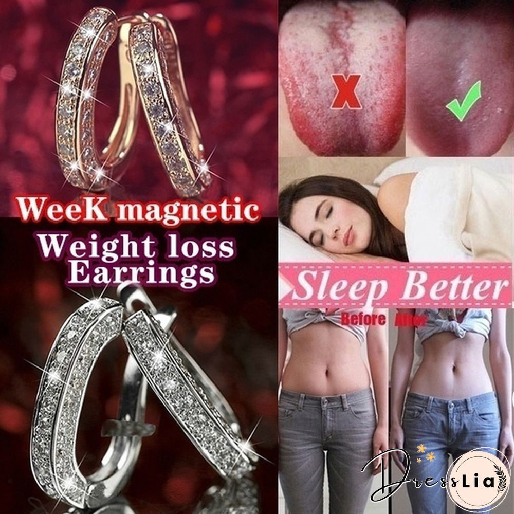 Exquisite Fashion 925 Silver Diamonds Stainless Steel Earrings European and American Women's Earrings Health Care Weight Loss Earrings 100% Surprise Yoga Energy Slimming Earring