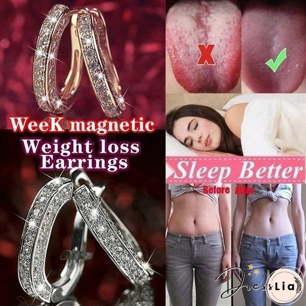 Exquisite Fashion 925 Silver Diamonds Stainless Steel Earrings European and American Women's Earrings Health Care Weight Loss Earrings 100% Surprise Yoga Energy Slimming Earring